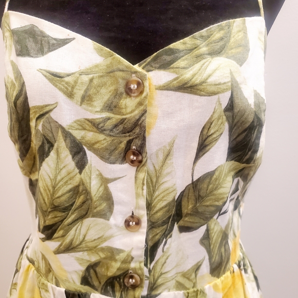 H&M Yellow and Green Lemon-Print Midi Dress - Picture 2 of 5